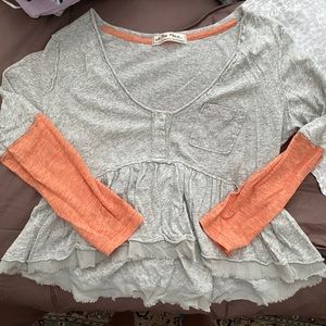 Free people scoop neck 3/4 length sleeve top